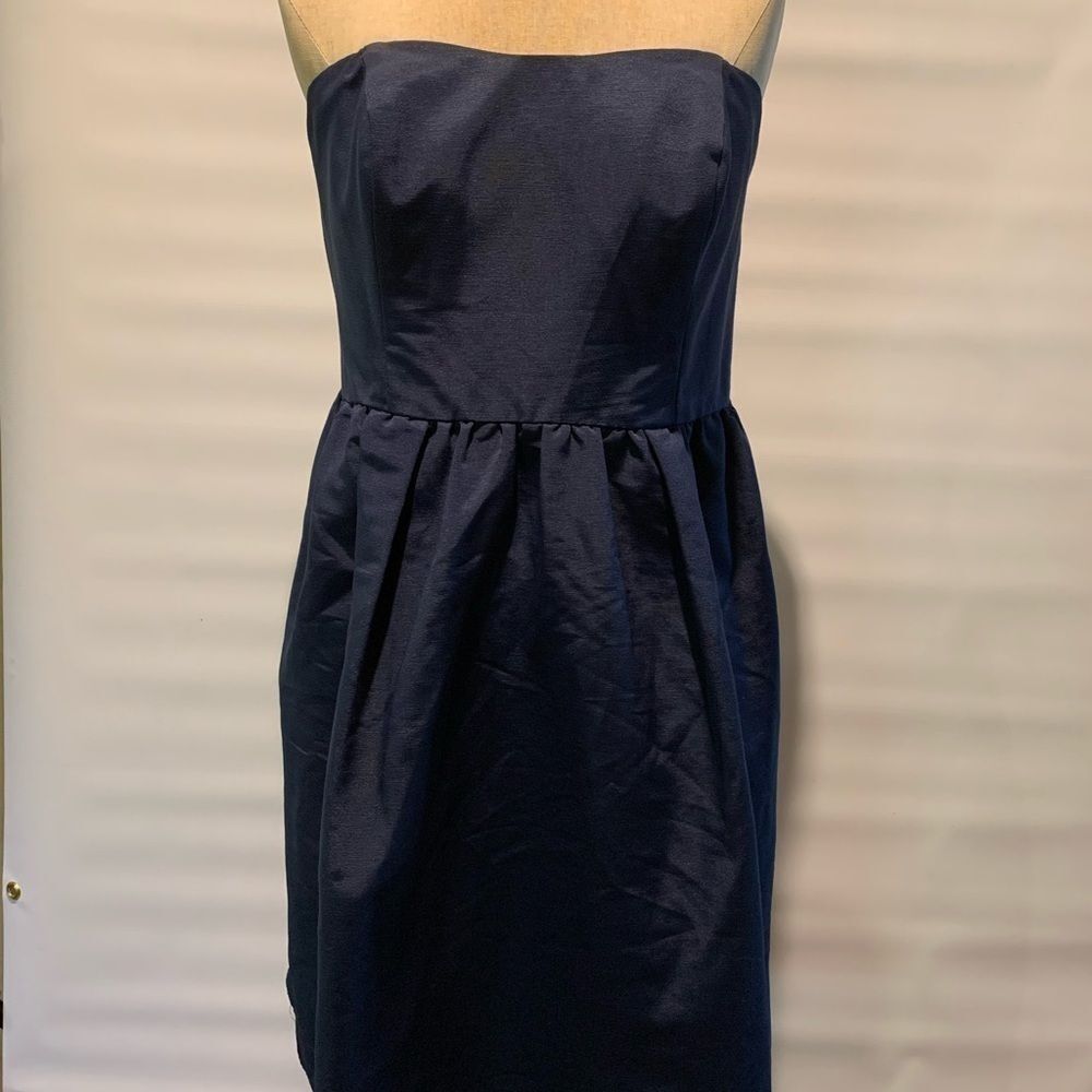 David’s Bridal navy strapless dress, See measurements for approximate size
